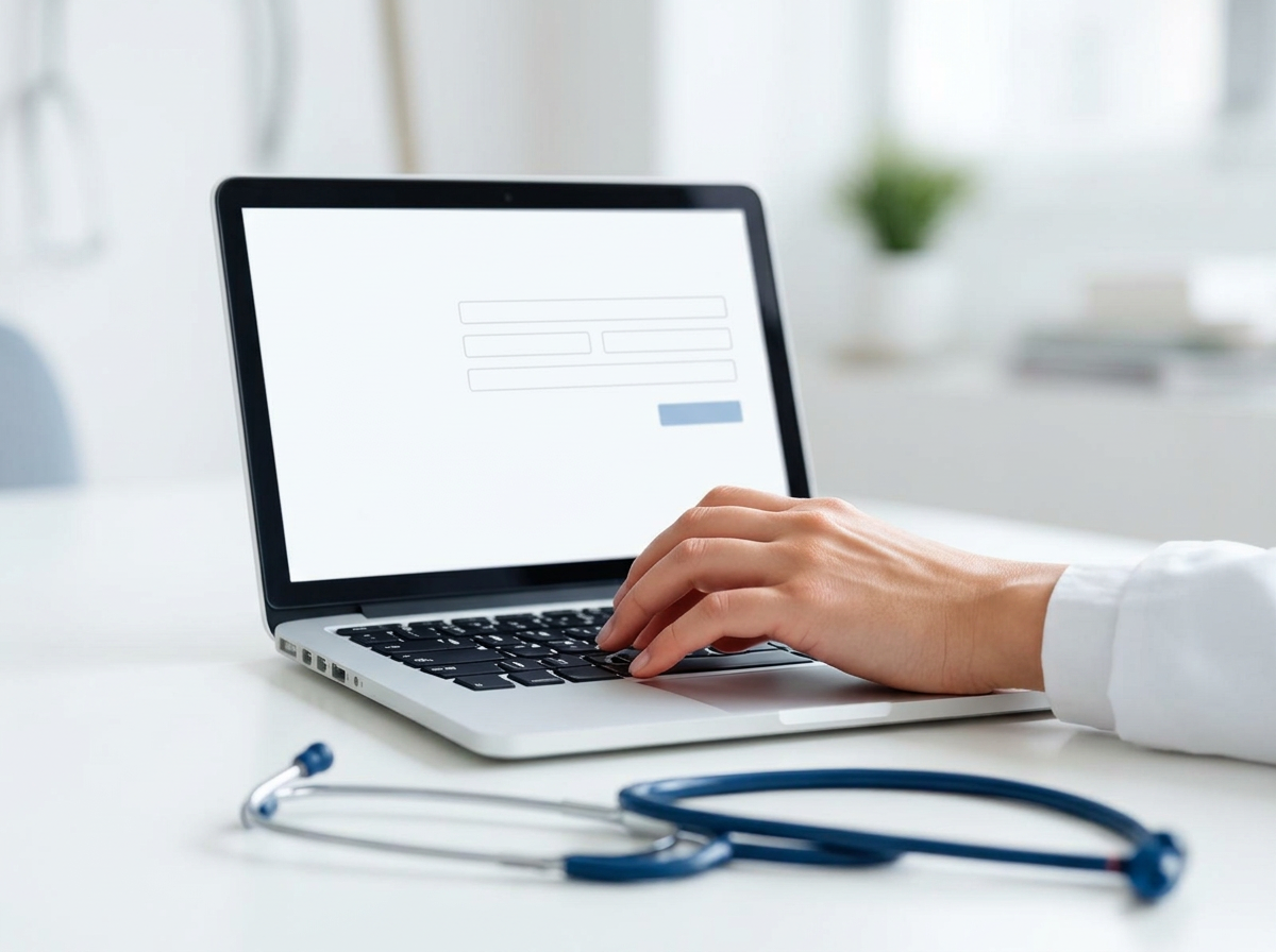Physician creating an Ocubio provider account on a laptop