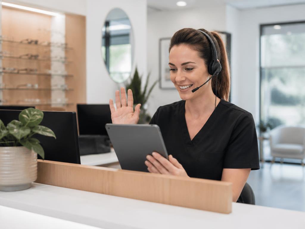 Ocubio team member on a video call with a prescribing clinic